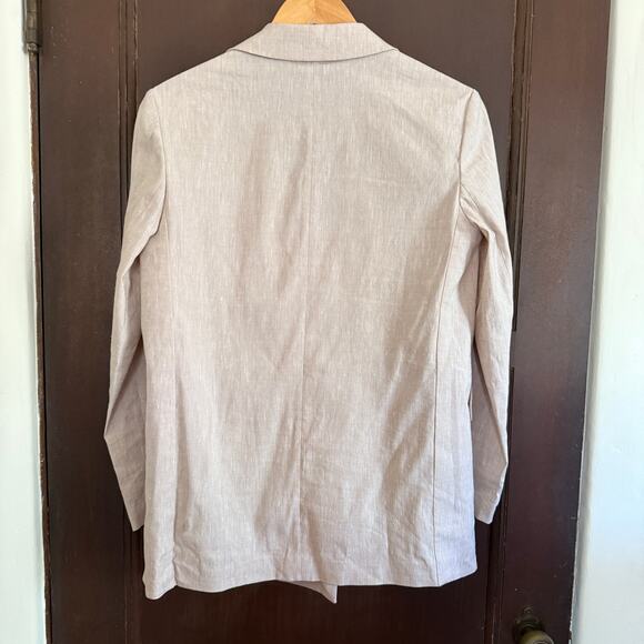 THEORY | Piazza Tan Linen Blend Double Breasted Blazer | Size 2 Summer Blazer - Picture 2 of 9